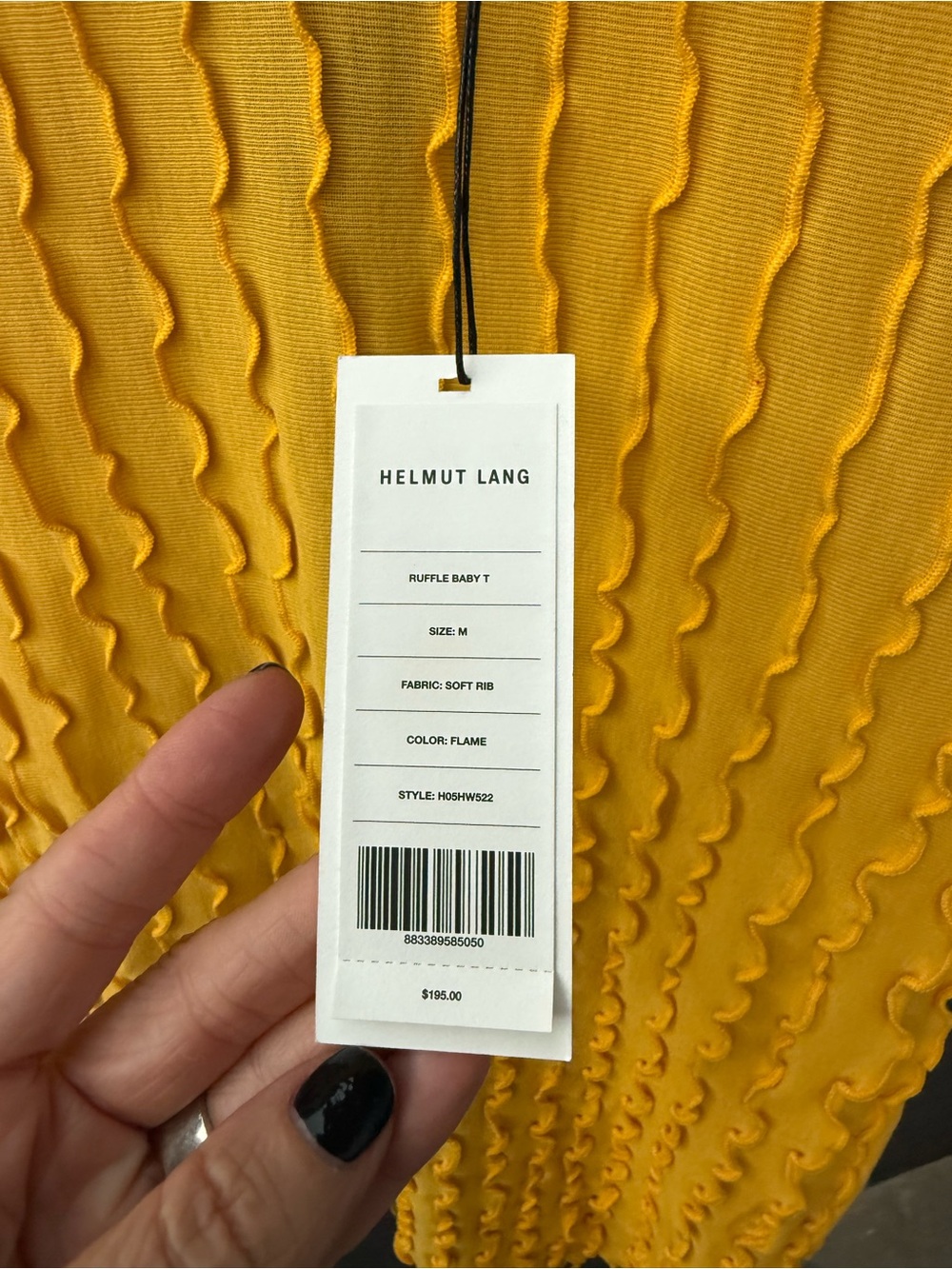 NWT Helmut Lang Yellow Textured Short Sleeve Top - Picture 4 of 4
